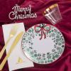 imageNervure 175PCS Christmas Plastic Plates  White and Gold Disposable Plates Sets Include 25Dinner Plate 25Dessert Plate 25Forks 25Knives 25Spoons 25Cups 25 Napkins Perfect for Christmas PartyCasual Christmas Knot