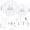 imageNervure 175PCS Christmas Plastic Plates  White and Silver Disposable Plates ampamp Silver Plastic Silverware with White Handle include 50 Plates 25Knives 25Forks 25Spoons 25Napkins for Christmas PartySilver