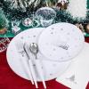 imageNervure 175PCS Christmas Plastic Plates  White and Silver Disposable Plates ampamp Silver Plastic Silverware with White Handle include 50 Plates 25Knives 25Forks 25Spoons 25Napkins for Christmas PartySilver