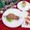 imageNervure 175PCS Christmas Plastic Plates  White and Silver Disposable Plates ampamp Silver Plastic Silverware with White Handle include 50 Plates 25Knives 25Forks 25Spoons 25Napkins for Christmas PartySilver