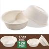 imageNervure 120PCS Biodegradable Paper Bowls  30OZ Compostable Bowls Heavy Duty NatureMade by 100 Sugar Cane Fibers Microwave Hot Food Safe16OZ
