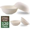 imageNervure 120PCS Biodegradable Paper Bowls  30OZ Compostable Bowls Heavy Duty NatureMade by 100 Sugar Cane Fibers Microwave Hot Food Safe24OZ