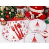 imageNervure 175PCS Christmas Plastic Plates  Withe and Red Disposable Plates  Xmas Tree Plates Include 25Dinner Plate 25Dessert Plate 75Silverware 25Cups 25 Napkins for Christmas PartyRed