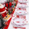 imageNervure 175PCS Christmas Plastic Plates  Withe and Red Disposable Plates  Xmas Tree Plates Include 25Dinner Plate 25Dessert Plate 75Silverware 25Cups 25 Napkins for Christmas PartyRed