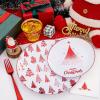 imageNervure 175PCS Christmas Plastic Plates  Withe and Red Disposable Plates  Xmas Tree Plates Include 25Dinner Plate 25Dessert Plate 75Silverware 25Cups 25 Napkins for Christmas PartyRed
