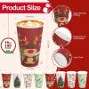 imageNervure 100 Pack Christmas Coffee Cups  16oz Christmas Disposable Paper Cups with Black Lids  4 Designs To Go Xmas Cups for Hot Chocolate Hot Cocoa Xmas Holiday Dinner Party