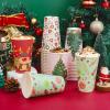 imageNervure 100 Pack Christmas Coffee Cups  16oz Christmas Disposable Paper Cups with Black Lids  4 Designs To Go Xmas Cups for Hot Chocolate Hot Cocoa Xmas Holiday Dinner Party
