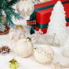 imageNervure 12PCS Velvet Christmas Ornaments  Beige Glitter Balls  80mm Gift Box for Christmas Parties DecorationsBeige