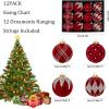 imageNervure 12PCS Velvet Christmas Ornaments  Beige Glitter Balls  80mm Gift Box for Christmas Parties DecorationsBurgundy Red