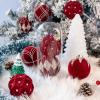 imageNervure 12PCS Velvet Christmas Ornaments  Beige Glitter Balls  80mm Gift Box for Christmas Parties DecorationsBurgundy Red