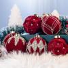 imageNervure 12PCS Velvet Christmas Ornaments  Beige Glitter Balls  80mm Gift Box for Christmas Parties DecorationsBurgundy Red