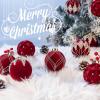 imageNervure 12PCS Velvet Christmas Ornaments  Beige Glitter Balls  80mm Gift Box for Christmas Parties DecorationsBurgundy Red