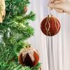 imageNervure 12PCS Velvet Christmas Ornaments  Beige Glitter Balls  80mm Gift Box for Christmas Parties DecorationsDark Red