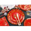 imageNervure 150PCS Christmas Plastic Plates  Disposable Christmas Red Plates  Christmas Plastic Dinnerware includes 25Dinner Plates 25Dessert Plates 25Knives 25Forks 25Spoons 25Cups for Christmas