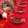 imageNervure 150PCS Red and Black Plastic Plates  Disposable Buffalo Plaid Plastic Plates  Plaid Christmas Plates Include 50Plates 25Knives 25Forks 25Spoon 25Cup for Party ampamp Wedding