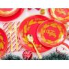 imageNervure 175PCS Christmas Plastic Plates  Christmas Red and Gold Disposable Plates Include 25Dinner Plates 25Dessert Plates 75Silverware 25Cups 25 Napkins for Christmas Party