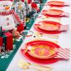 imageNervure 175PCS Christmas Plastic Plates  Christmas Red and Gold Disposable Plates Include 25Dinner Plates 25Dessert Plates 75Silverware 25Cups 25 Napkins for Christmas Party