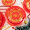 imageNervure 175PCS Christmas Plastic Plates  Christmas Red and Gold Disposable Plates Include 25Dinner Plates 25Dessert Plates 75Silverware 25Cups 25 Napkins for Christmas Party