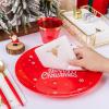 imageNervure 175PCS Christmas Plastic Plates  White and Gold Disposable Plates ampamp Gold Plastic Silverware with White Handle include 50 Plates 25Knives 25Forks 25Spoons 25Napkins for Christmas PartyRedWhite