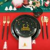 imageNervure 175PCS Christmas Plastic Plates  White and Gold Disposable Plates ampamp Gold Plastic Silverware with White Handle include 50 Plates 25Knives 25Forks 25Spoons 25Napkins for Christmas PartyGreen