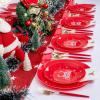 imageNervure 175PCS Christmas Plastic Plates  White and Gold Disposable Plates ampamp Gold Plastic Silverware with White Handle include 50 Plates 25Knives 25Forks 25Spoons 25Napkins for Christmas PartyRedWhite