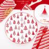 imageNervure 175PCS Christmas Plastic Plates  Withe and Red Disposable Plates  Christmas Tree Plates Include 25Dinner Plates 25Dessert Plates 75Silverware 25Cups 25 Napkins for Christmas Party