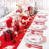 imageNervure 175PCS Christmas Plastic Plates  Withe and Red Disposable Plates  Christmas Tree Plates Include 25Dinner Plates 25Dessert Plates 75Silverware 25Cups 25 Napkins for Christmas Party