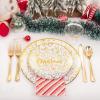 imageNervure 175PCS Christmas Plates  White and Gold Disposable Plates Include 25Dinner Plates 25Dessert Plates 25Forks 25Knives 25Spoons 25Cups 25 Napkins Perfect for Christmas