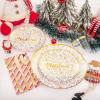 imageNervure 175PCS Christmas Plates  White and Gold Disposable Plates Include 25Dinner Plates 25Dessert Plates 25Forks 25Knives 25Spoons 25Cups 25 Napkins Perfect for Christmas