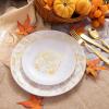 imageNervure 175PCS Thanksgiving Plastic Plates ampamp Pre Rolled Napkins Gold Plastic Cutlery Include 25Dinner Plate 25Dessert Plate 25Cups 25Knives 25Forks 25Spoons 25Napkins for ThanksgivingGold