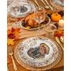 imageNervure 175PCS Thanksgiving Plastic Plates ampamp Pre Rolled Napkins Gold Plastic Cutlery Include 25Dinner Plate 25Dessert Plate 25Cups 25Knives 25Forks 25Spoons 25Napkins for ThanksgivingMulticolor