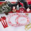 imageNervure 175Pcs Christmas Plates Disposable  Christmas Plastic Plates  Red Christmas Dinnerware Set for 25 Guests Include 50 Red Plates 75 Silverware 25Cups 25Napkins for Xmas Party