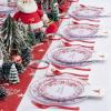 imageNervure 175Pcs Christmas Plates Disposable  Christmas Plastic Plates  Red Christmas Dinnerware Set for 25 Guests Include 50 Red Plates 75 Silverware 25Cups 25Napkins for Xmas Party