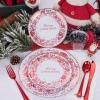 imageNervure 175Pcs Christmas Plates Disposable  Christmas Plastic Plates  Red Christmas Dinnerware Set for 25 Guests Include 50 Red Plates 75 Silverware 25Cups 25Napkins for Xmas Party