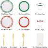 imageNervure 210PCS Plastic Dinnerware  30 Dinner Plates 30 Dessert Plates 30 Cups 30 Utensils Knives Forks Spoons 30 Christmas Napkins for Christmas
