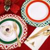 imageNervure 210PCS Plastic Dinnerware  30 Dinner Plates 30 Dessert Plates 30 Cups 30 Utensils Knives Forks Spoons 30 Christmas Napkins for Christmas