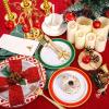 imageNervure 210PCS Plastic Dinnerware  30 Dinner Plates 30 Dessert Plates 30 Cups 30 Utensils Knives Forks Spoons 30 Christmas Napkins for Christmas