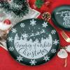 imageNervure 60 Pieces Christmas Plastic Plates  Green and White Plates with Snowflake and Snowman Including 30 1025 inch Dinner Plates and 30 75 inch Dessert Plates for Christmas Party