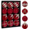 imageNervure 12PCS Velvet Christmas Ornaments  Beige Glitter Balls  80mm Gift Box for Christmas Parties DecorationsBurgundy Red