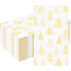 imageNervure 100PCS Christmas Paper Napkins  Christmas Disposable Tree Napkins  Premium Quality 3Ply Dinner Napkins  White Guest Hand Towels for Home Kitchen Bathroom Holiday Party Decorative