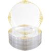 imageNervure 100PCS Green and Gold Plastic Plates  1025inch Green Disposable Plates  Heavyweight Dinner Plate for Wedding ampamp Party ampamp ChristmasClear