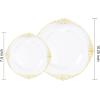 imageNervure 100PCS Green and Gold Plastic Plates  1025inch Green Disposable Plates  Heavyweight Dinner Plate for Wedding ampamp Party ampamp ChristmasClear Gold