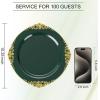 imageNervure 100PCS Green and Gold Plastic Plates  1025inch Green Disposable Plates  Heavyweight Dinner Plate for Wedding ampamp Party ampamp ChristmasGreen and Gold