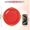 imageNervure 100PCS Green and Gold Plastic Plates  1025inch Green Disposable Plates  Heavyweight Dinner Plate for Wedding ampamp Party ampamp ChristmasRed