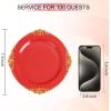 imageNervure 100PCS Green and Gold Plastic Plates  1025inch Green Disposable Plates  Heavyweight Dinner Plate for Wedding ampamp Party ampamp ChristmasRed