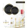 imageNervure 175PCS Ivory Plastic Plates  Ivory Gold Plastic Dinnerware Sets for 25 Guests  50 Ivory Disposable Plates 25 Pre Rolled Cutlery Set 25 Cups Perfect for Wedding Party ampamp ChristmasBlack