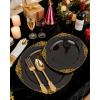 imageNervure 175PCS Ivory Plastic Plates  Ivory Gold Plastic Dinnerware Sets for 25 Guests  50 Ivory Disposable Plates 25 Pre Rolled Cutlery Set 25 Cups Perfect for Wedding Party ampamp ChristmasBlack