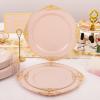 imageNervure 175PCS Ivory Plastic Plates  Ivory Gold Plastic Dinnerware Sets for 25 Guests  50 Ivory Disposable Plates 25 Pre Rolled Cutlery Set 25 Cups Perfect for Wedding Party ampamp ChristmasPink