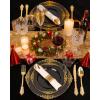 imageNervure 175PCS Ivory Plastic Plates  Ivory Gold Plastic Dinnerware Sets for 25 Guests  50 Ivory Disposable Plates 25 Pre Rolled Cutlery Set 25 Cups Perfect for Wedding Party ampamp ChristmasBlack