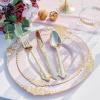 imageNervure 175PCS Ivory Plastic Plates  Ivory Gold Plastic Dinnerware Sets for 25 Guests  50 Ivory Disposable Plates 25 Pre Rolled Cutlery Set 25 Cups Perfect for Wedding Party ampamp ChristmasPink